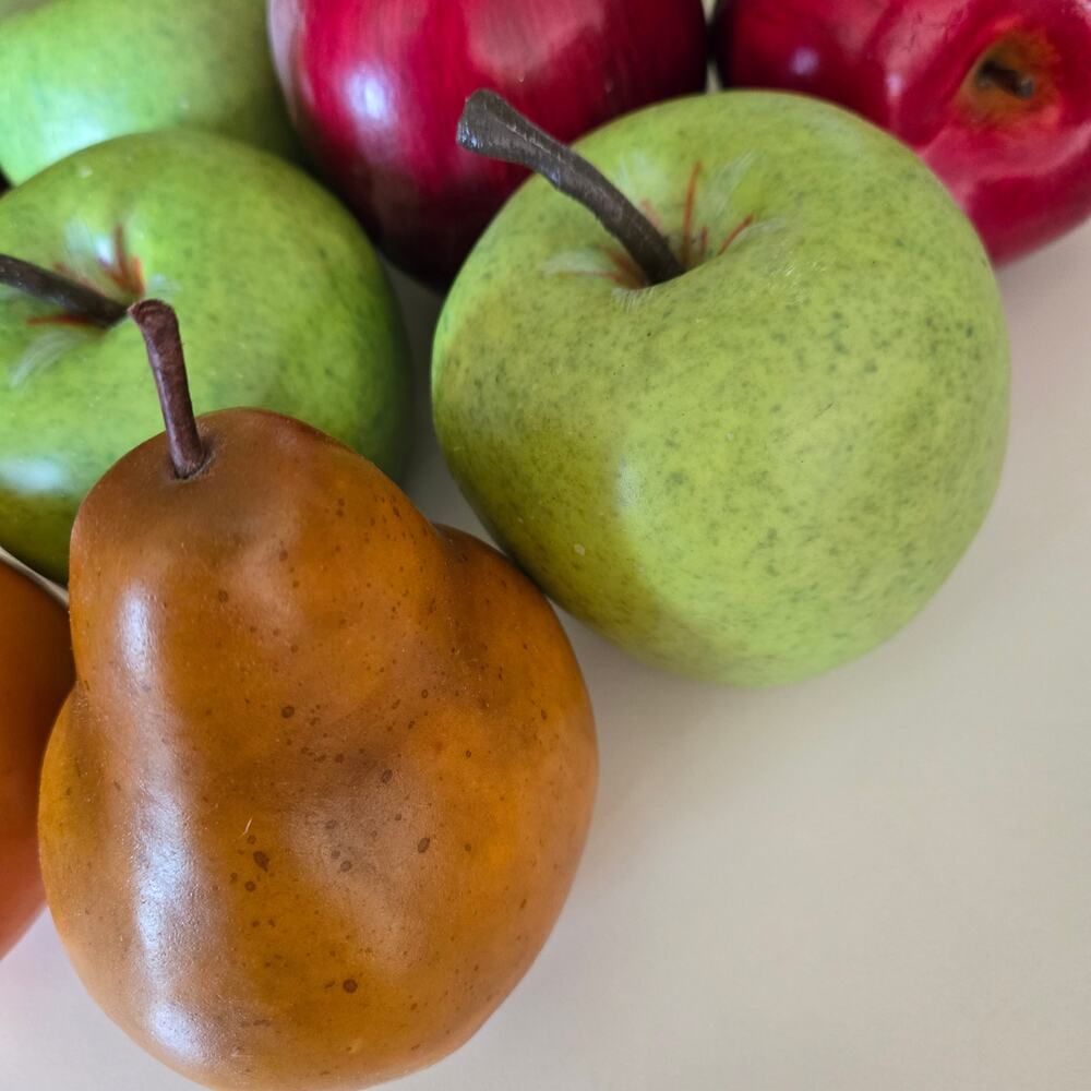 Collection of Realistic Faux Fruit Green Red Apples Golden Pears for Fall Decor - Picture 3 of 6